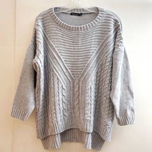 Boohoo mixed stitch cable knit sweater gray Crewneck pullover NWOT M/L